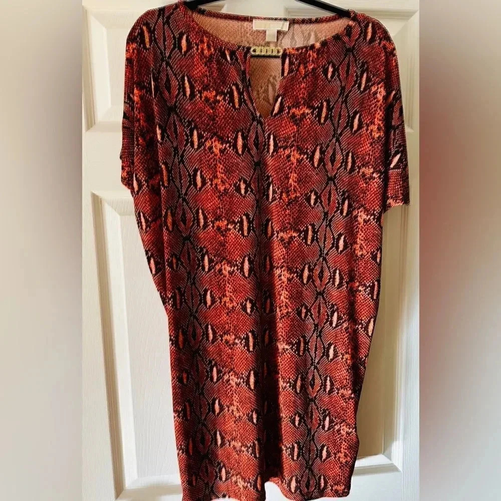 Women’s Michael Kors Orange‎ Mini Snake Print Dress. Size M.
